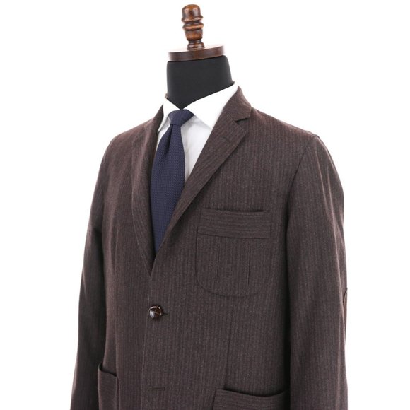Billy Reid Wool Blazer Sport Coat Size 46R Brown Elbow Patches Jacket Italy - Picture 4 of 14